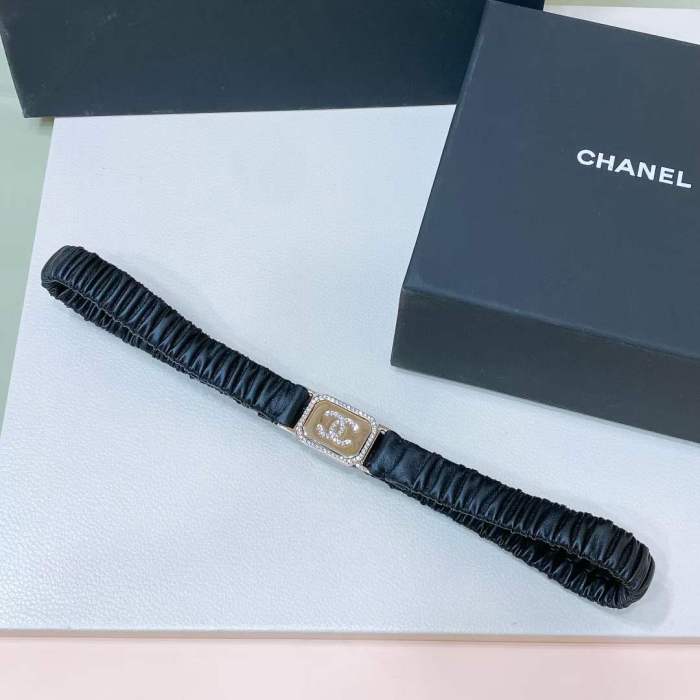 Chanel CC Women Belt Black Lambskin Gold-Tone Metal Strass