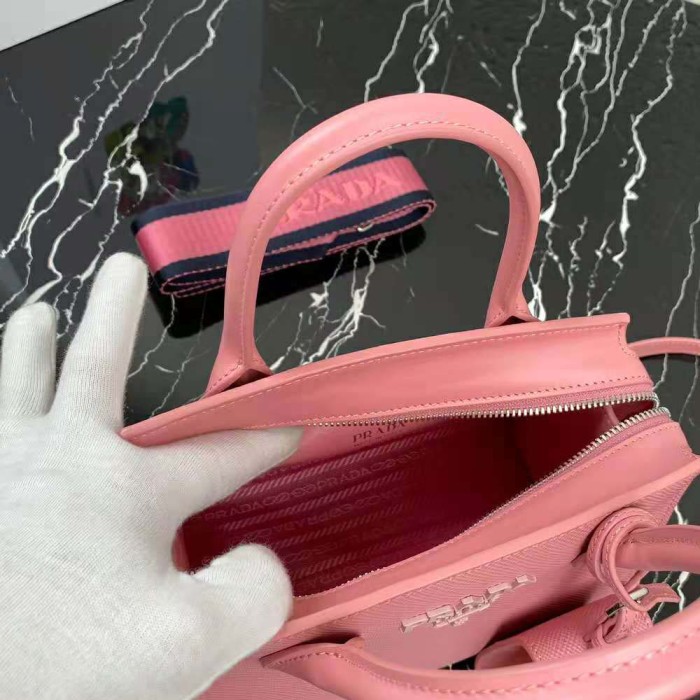 Prada Women Saffiano Leather Prada Monochrome Bag-Pink