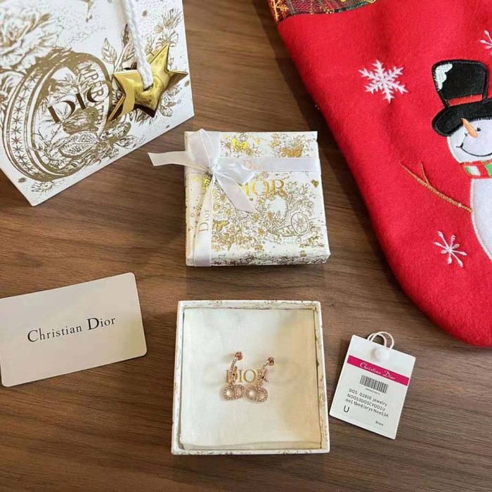 Dior Women Clair D Lune Earrings Pink-Finish Metal and Pink Crystals