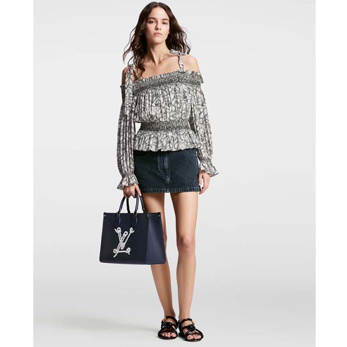 Louis Vuitton Unisex LV OnTheGo MM Black Grained Calfskin Hook Closure