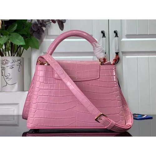 Louis Vuitton LV Women Capucines BB Handbag Pink Crocodilien Brillant Savoir Faire