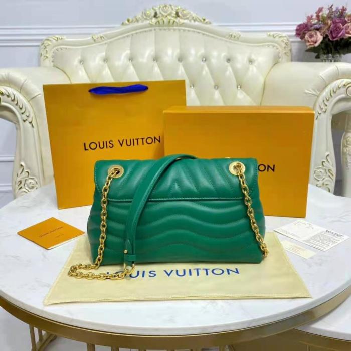 Louis Vuitton LV Women New Wave Chain Bag Handbag Emerald Green Smooth Cowhide Leather