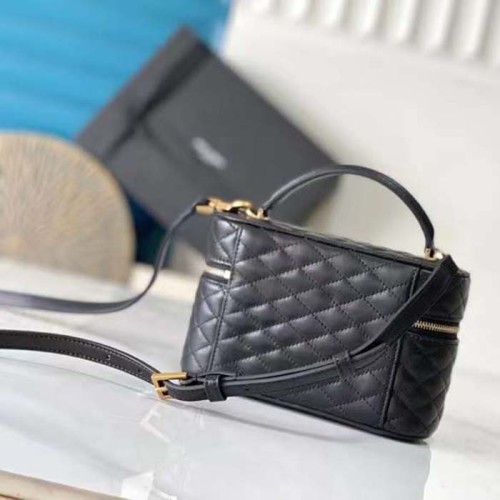 Saint Laurent YSL Women Gaby Vanity Bag Lambskin Black Leather