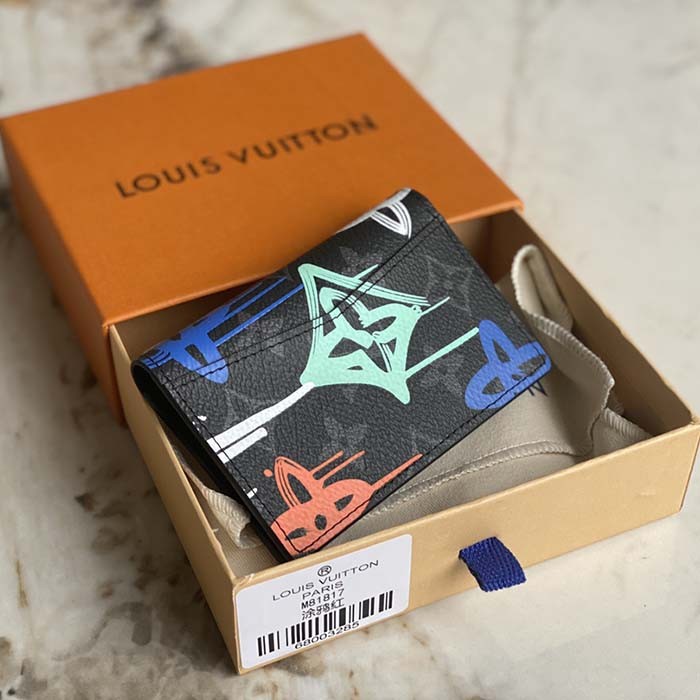 Louis Vuitton Unisex Pocket Organizer LV Graffiti Orange Coated Canvas Cowhide Leather