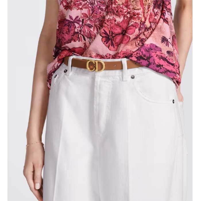 Dior Unisex CD Reversible Saddle Belt Golden Saddle Caramel Beige Smooth Calfskin