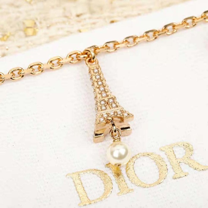 Dior Women Plan De Paris Bracelet Gold-Finish Metal and White Resin Pearls