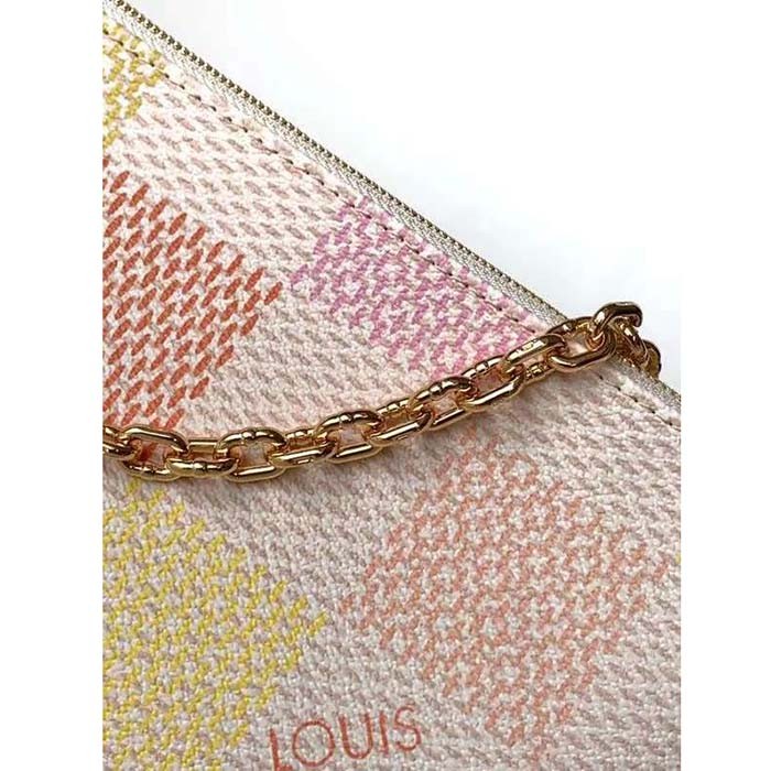 Louis Vuitton LV Women Pochette Accessoires Peach Pink Damier Coated Canvas N40642