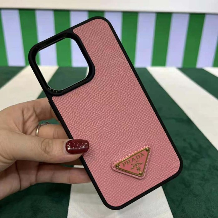 Prada Wome Saffiano Cover for IPhone 12 Mini-Pink
