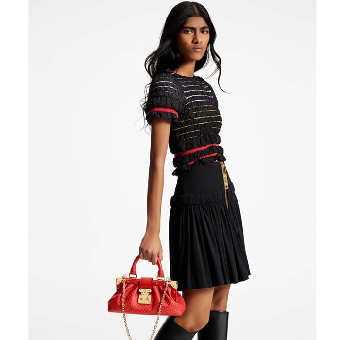 Louis Vuitton LV Women Monogram Clutch Red Calfskin Leather S-Lock