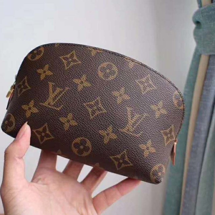 Louis Vuitton LV Women Cosmetic Pouch in Monogram Canvas-Brown