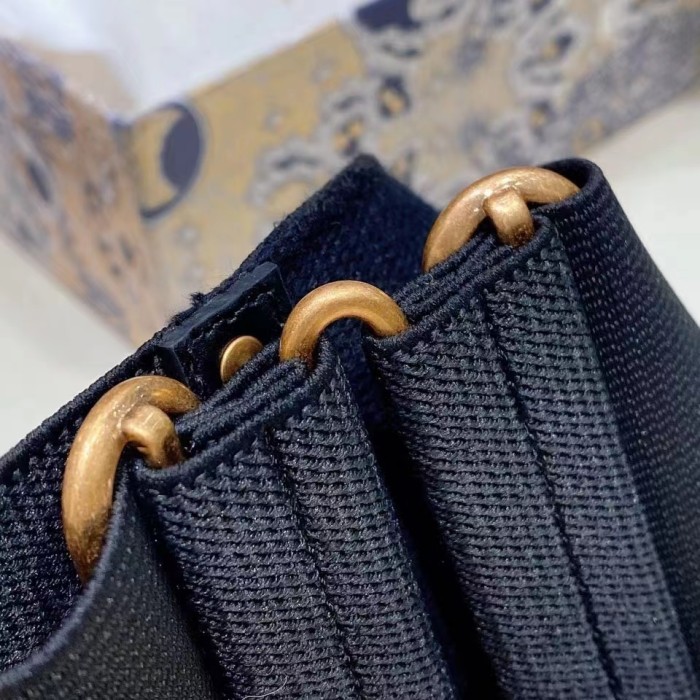 Dior Women CD Saddle Belt Black Smooth Calfskin Technical Fabric 80 MM Width