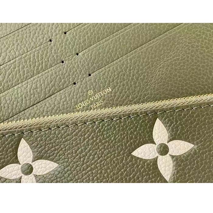 Louis Vuitton LV Women Félicie Pochette Light Khaki Cream Monogram Empreinte Embossed Grained Cowhide Leather