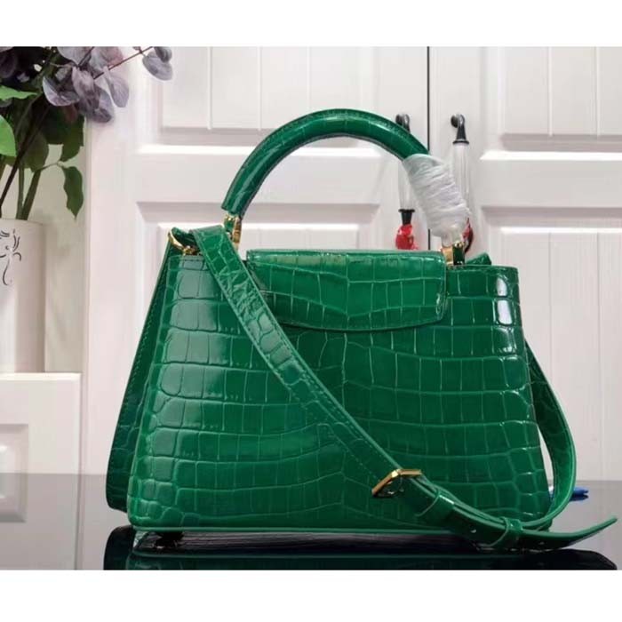 Louis Vuitton LV Women Capucines BB Handbag Green Crocodilien Brillant Savoir Faire