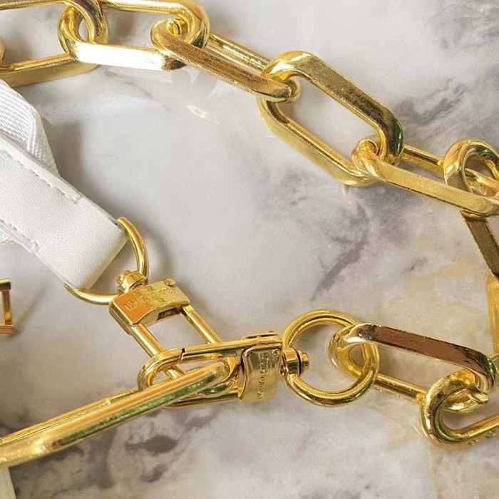 Louis Vuitton LV Women Coussin PM Handbag White Lambskin Leather Zip Closure