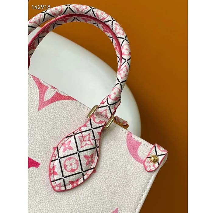 Louis Vuitton LV Women Onthego PM Pink Monogram Coated Canvas Textile Lining