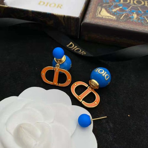 Dior Women Tribales Earring Gold-Finish Metal with Fluorescent Blue Lacquer