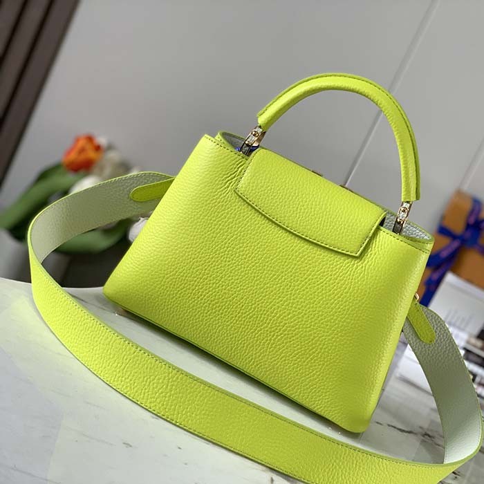 Louis Vuitton LV Women Capucines BB Handbag Cedrat Yellow Crème Nacré Taurillon Leather