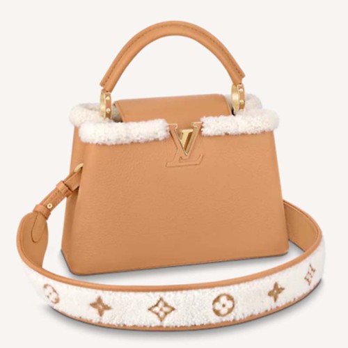 Louis Vuitton LV Women Capucines BB Bag Arizona Taurillon Leather Shearling