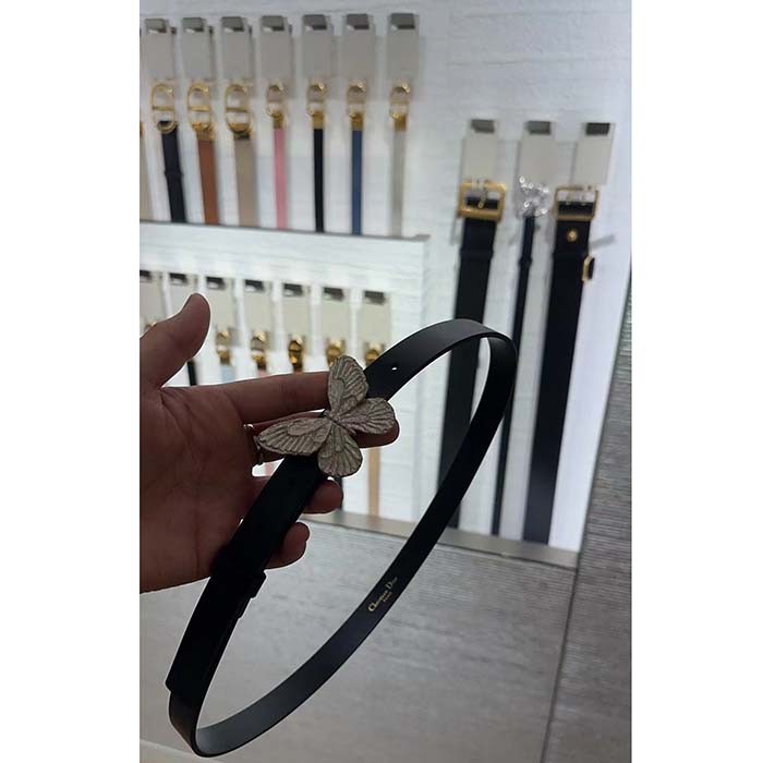 Dior Unisex CD Dior Métamorphose Belt Black Ultrasmooth Calfskin Leather 20 MM Width