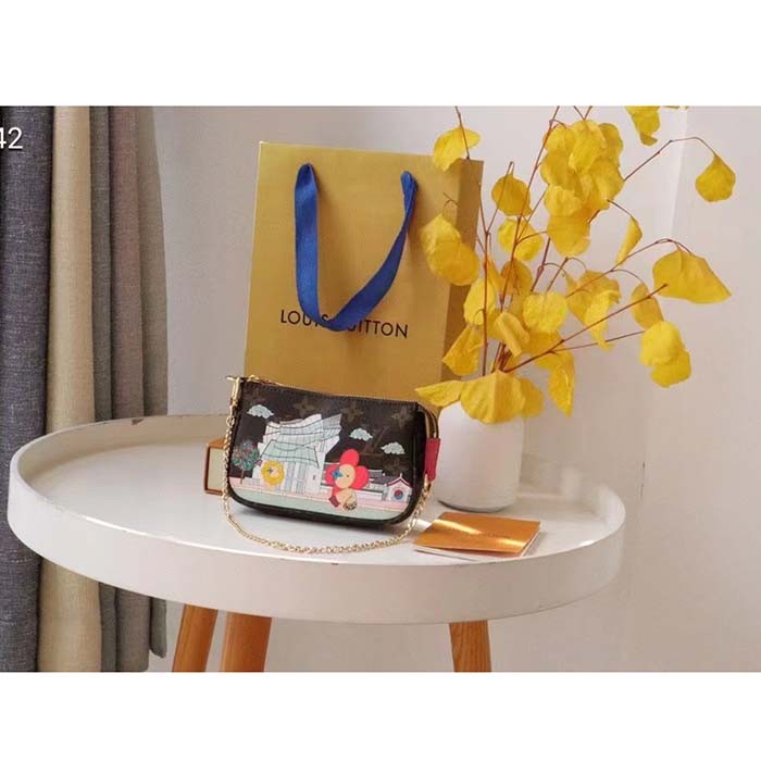 Louis Vuitton LV Women Mini Pochette Accessoires Fuchsia Monogram Coated Canvas