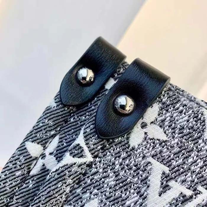 Louis Vuitton LV Women OnTheGo MM Tote Gray Denim Textile Jacquard