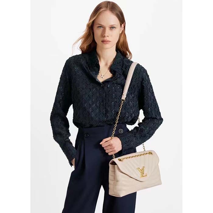 Louis Vuitton LV Women New Wave Chain Bag GM Ivory Quilted Smooth Calf Leather