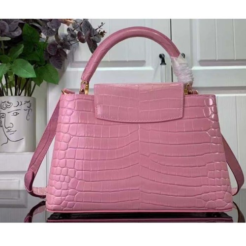 Louis Vuitton LV Women Capucines MM Handbag Pink Crocodilien Brillant Savoir Faire