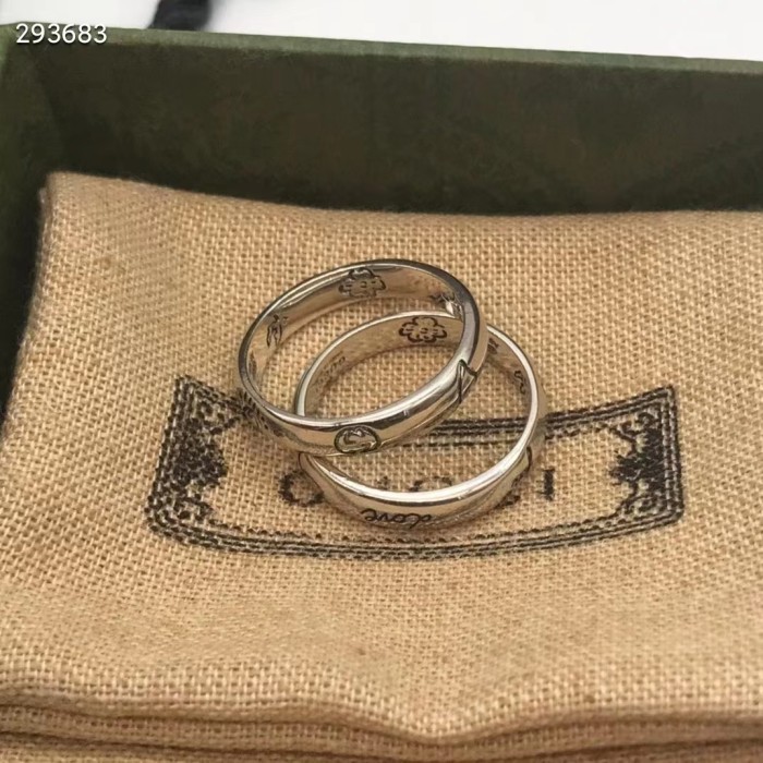 Gucci Unisex Blind For Love Ring Silver Eye Hearts Birds Flowers Interlocking G 925 Sterling Silver