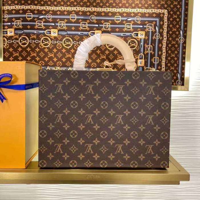 Louis Vuitton LV Women Jewelry Vanity Brown Red Coated Canvas Microfiber M20076