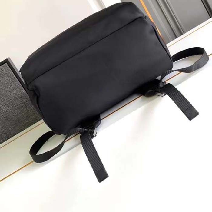 Prada Unisex Re-Nylon Saffiano Leather Backpack Black Fabric Zipper Closure