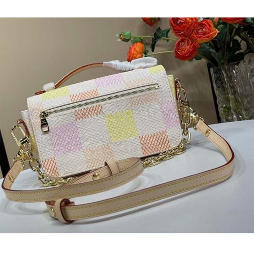Louis Vuitton LV Women Pochette Métis East West Peach Damier Giant Coated Canvas N40749