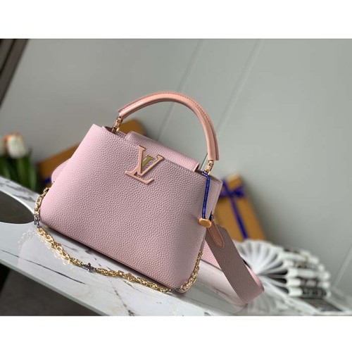 Louis Vuitton LV Women Capucines BB Handbag Pearly Pink Taurillon Leather
