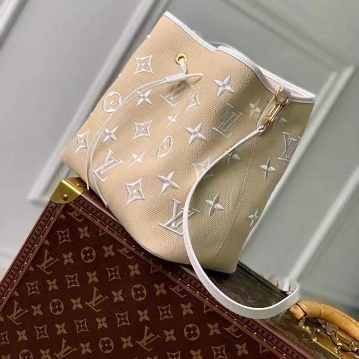 Louis Vuitton LV Women Néonoé MM White Cotton Cowhide Leather