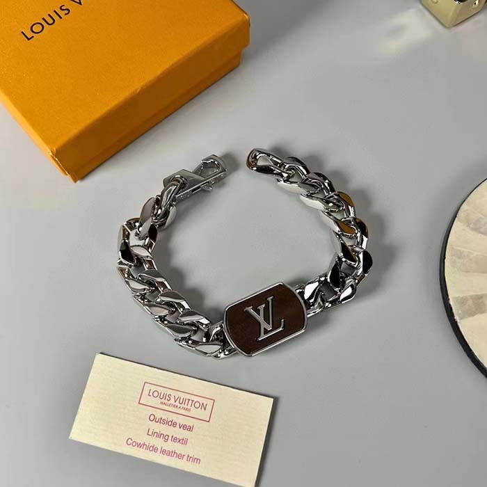 Louis Vuitton Unisex LV Shades Bracelet Brown Metal Silver-Colour Finish