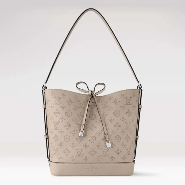 Louis Vuitton LV Women Flore Perforated Mahina Calfskin Leather-Gray M12140
