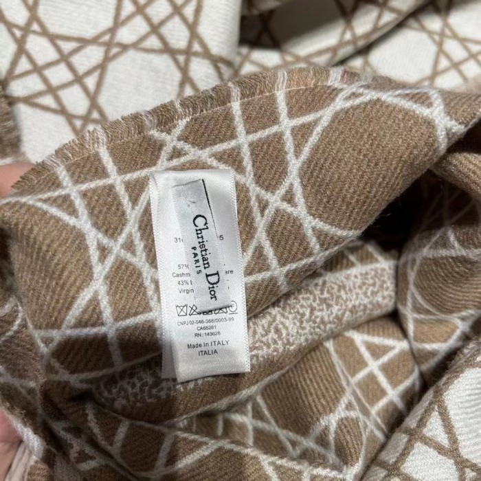 Dior Unisex Cannage Scarf Rose Des Vents Ecru Cashmere Virgin Wool