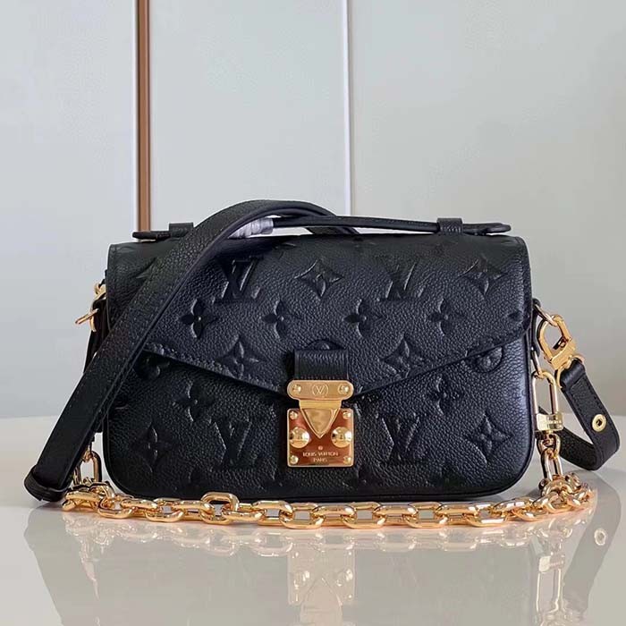 Louis Vuitton LV Women Pochette Métis East West Bag Black Grained Cowhide Leather