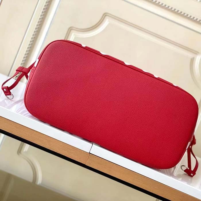 Louis Vuitton Women LVxYK Neverfull MM Tote Red White Embossed Grained Monogram Empreinte Cowhide