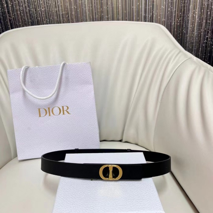 Dior Unisex CD 30 Montaigne Avenue Belt Black Ultrasmooth Calfskin 25 MM Width