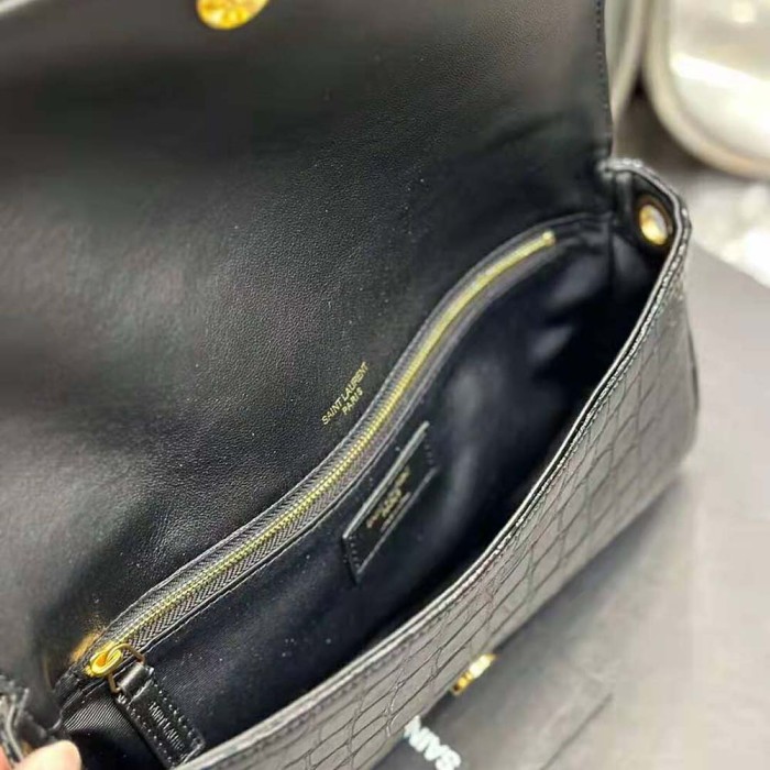 Saint Laurent YSL Women Kate Reversible Chain Bag in Suede and Crocodile-Embossed Leather