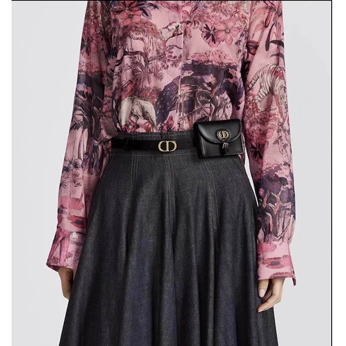 Dior CD Women Dior Bobby Belt Removable Pouch Black Smooth Calfskin 20 MM Width