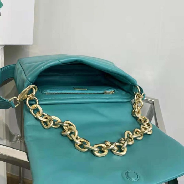 Prada Women Padded Nappa Leather Shoulder Bag-Lime