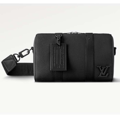 Louis Vuitton Unisex City Keepall Bag Black Aerogram Grained Calf Leather Cowhide M59255