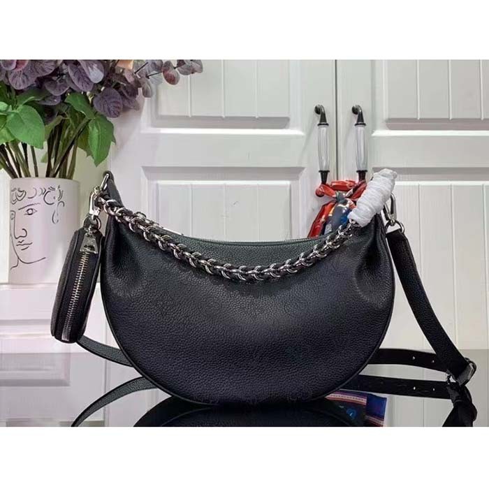 Louis Vuitton Women LV Baia PM Black Perforated Mahina Calfskin Round Coin Purse