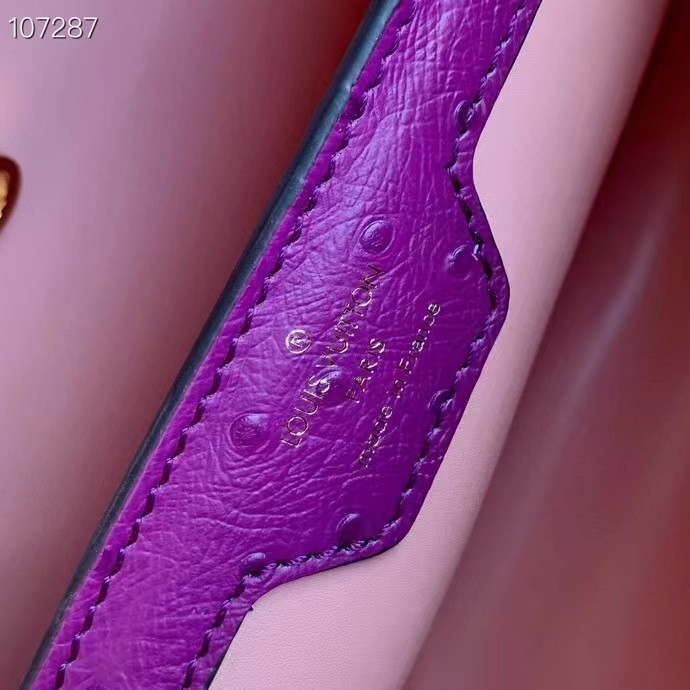 Louis Vuitton LV Women Capucines BB Purple Menthe Mint Ostrich Leather Monogram Flower