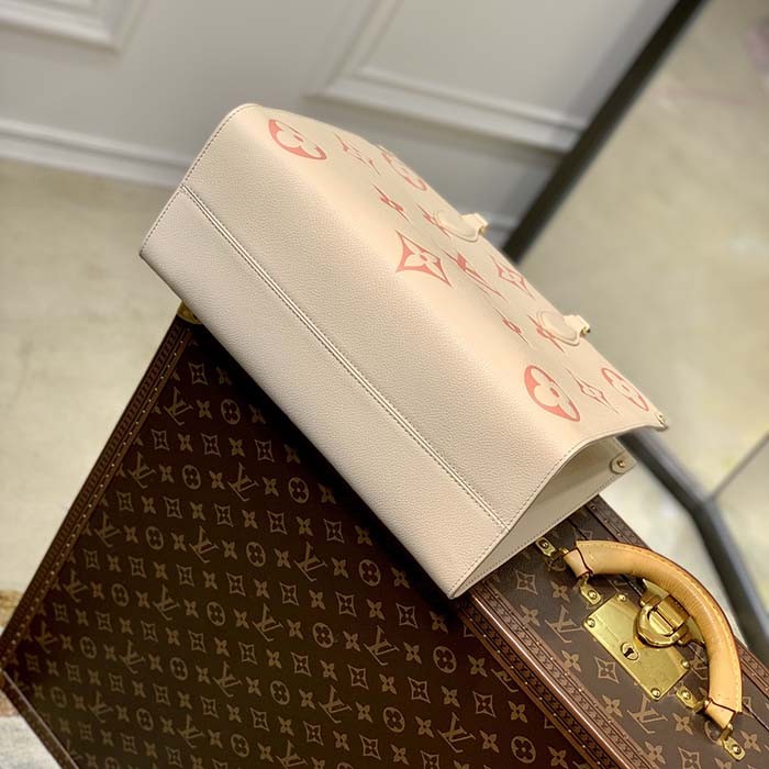 Louis Vuitton Women OnTheGo MM Tote Pink Embossed Supple Grained Cowhide Leather