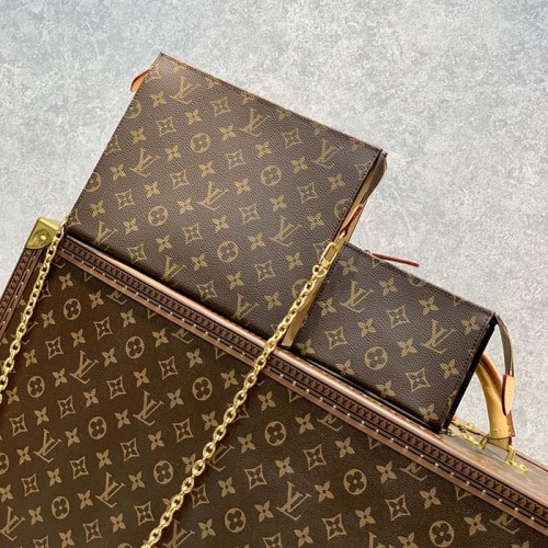 Louis Vuitton LV Women Toiletry Pouch On Chain Monogram Coated Canvas Cowhide