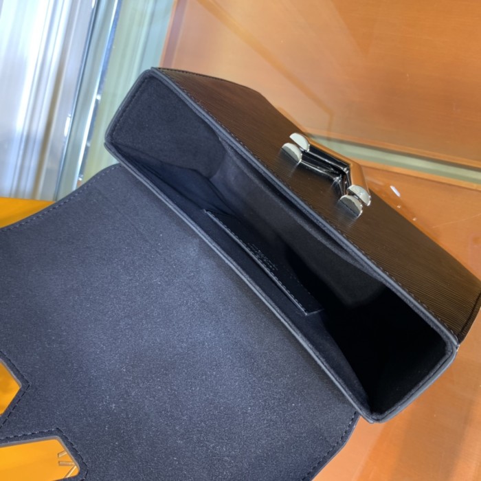 Louis Vuitton LV Women Twist MM Chain Bag Black Epi Grained Cowhide Leather