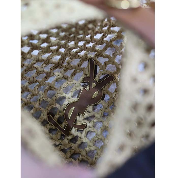 Saint Laurent YSL Women Oxalis Bag Raffia Viscose Beige Brass