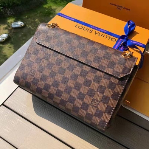 Louis Vuitton LV Women Vavin PM Wallet in Damier Ebene Coated Canvas-Brown